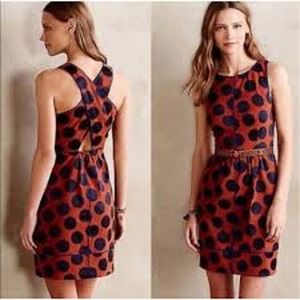 Anthropologie Maeve Cross Back Polka Dot Dress Size 2 NWT